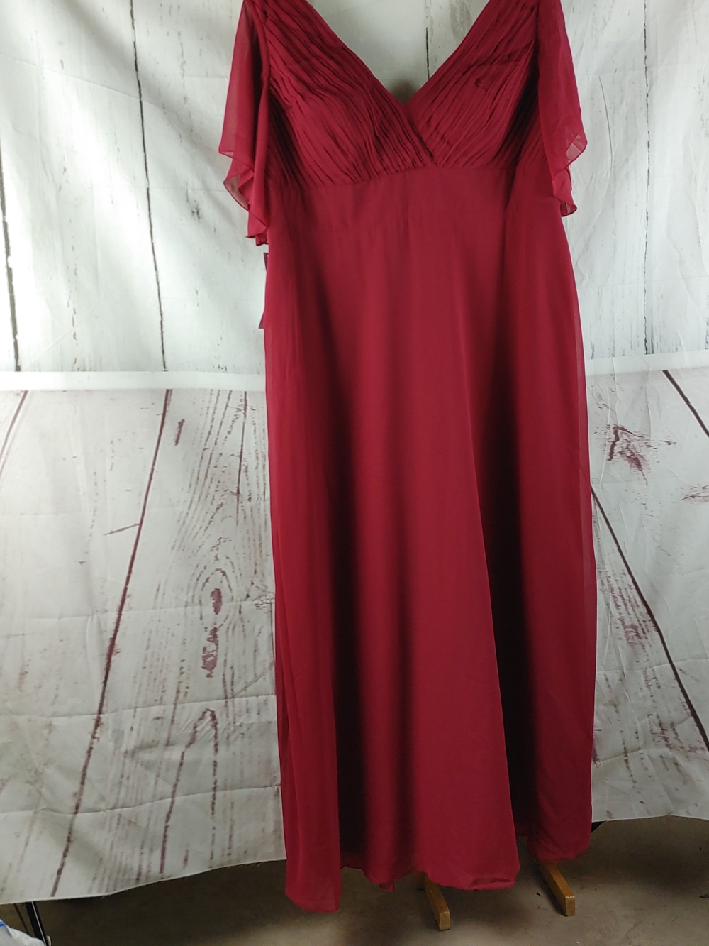 Azazie Wine Maxi V-Neck Gown